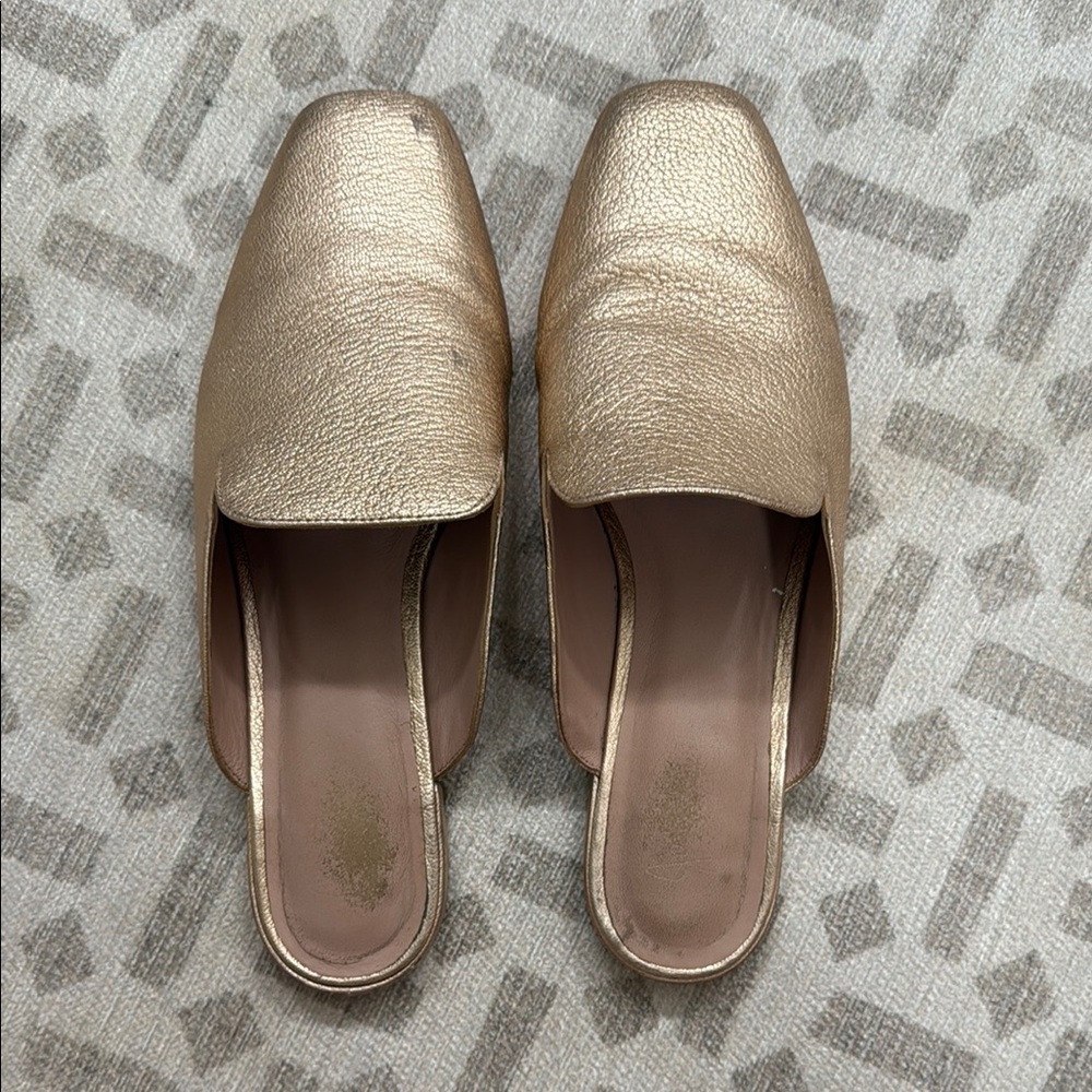 Joie Rose Gold Metallic Mules